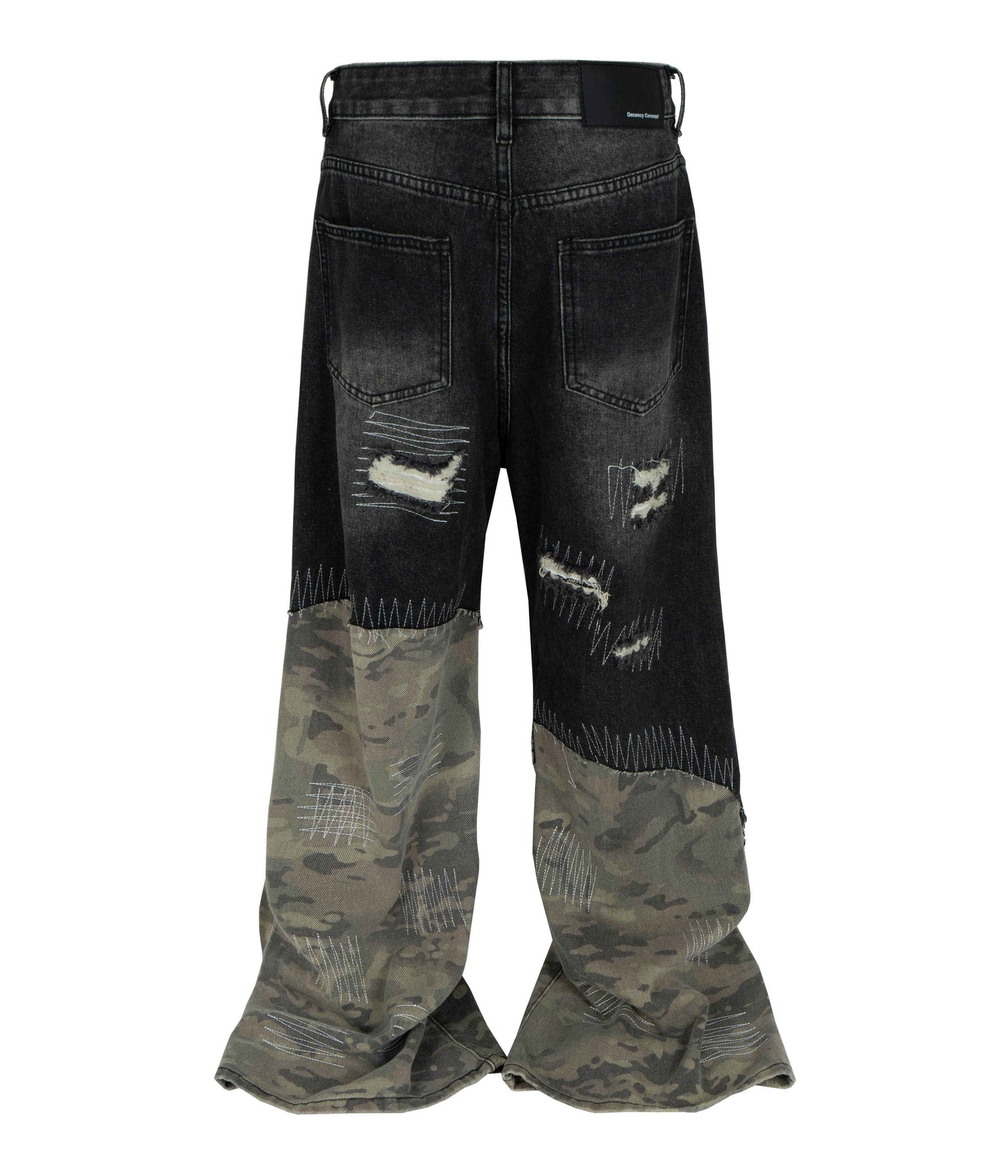 NOIR SCAB CAMO FLARE DENIM