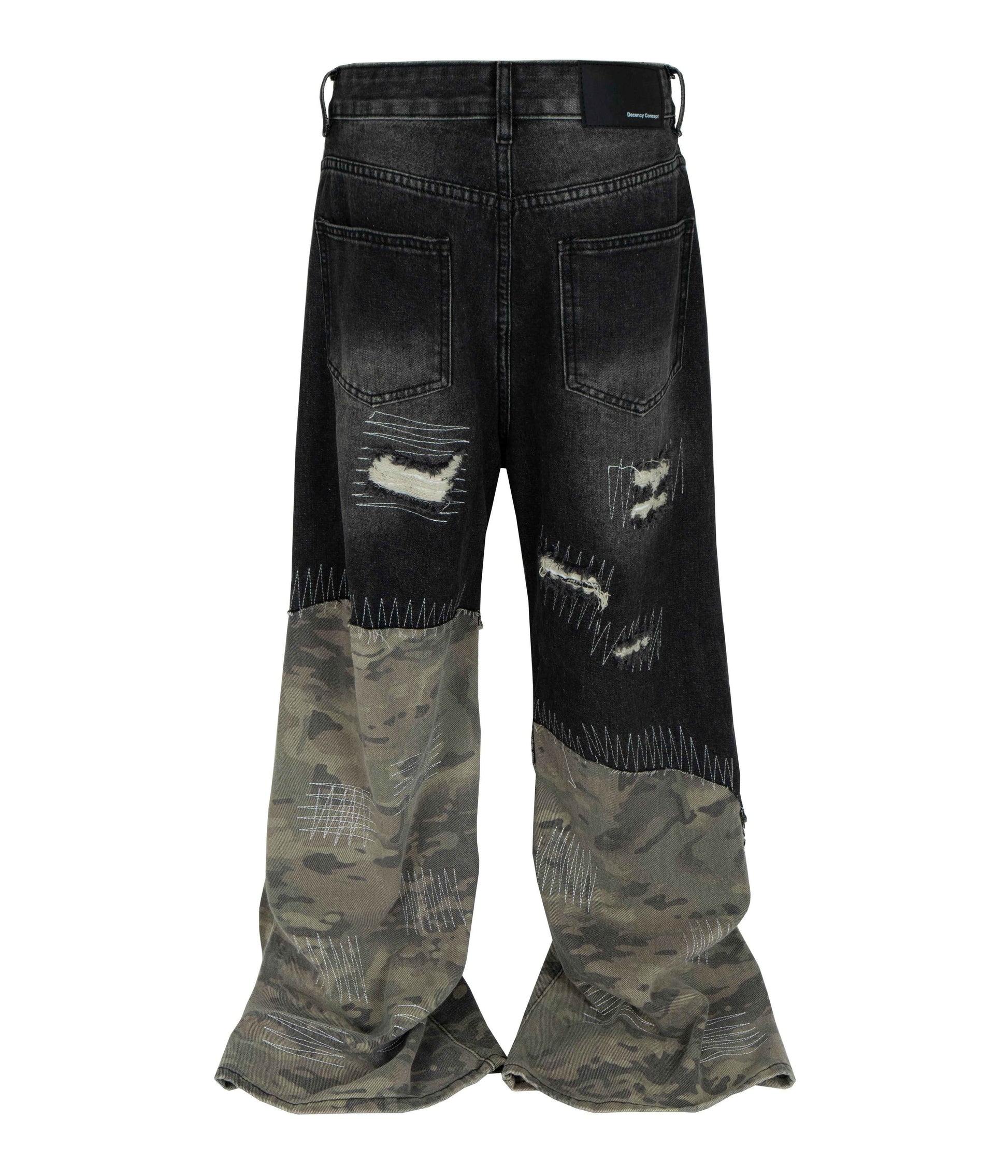 NOIR SCAB CAMO FLARE DENIM