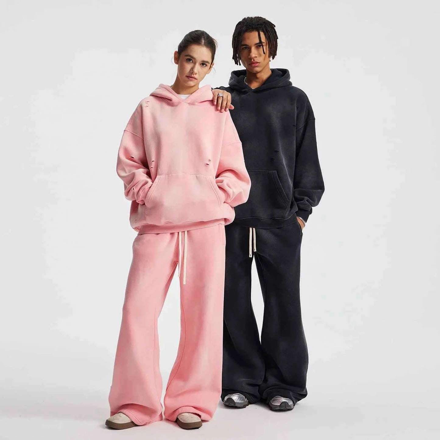 Splashing Ink Spray Dyeing Wash Distressed Wide Joggers