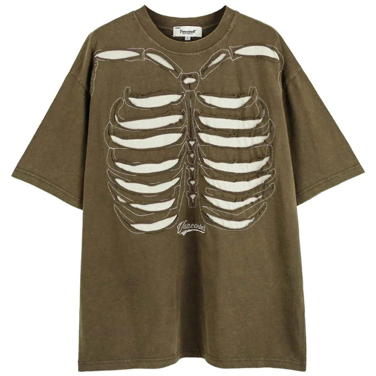 Skeleton Ripped Streetwear T Shirts