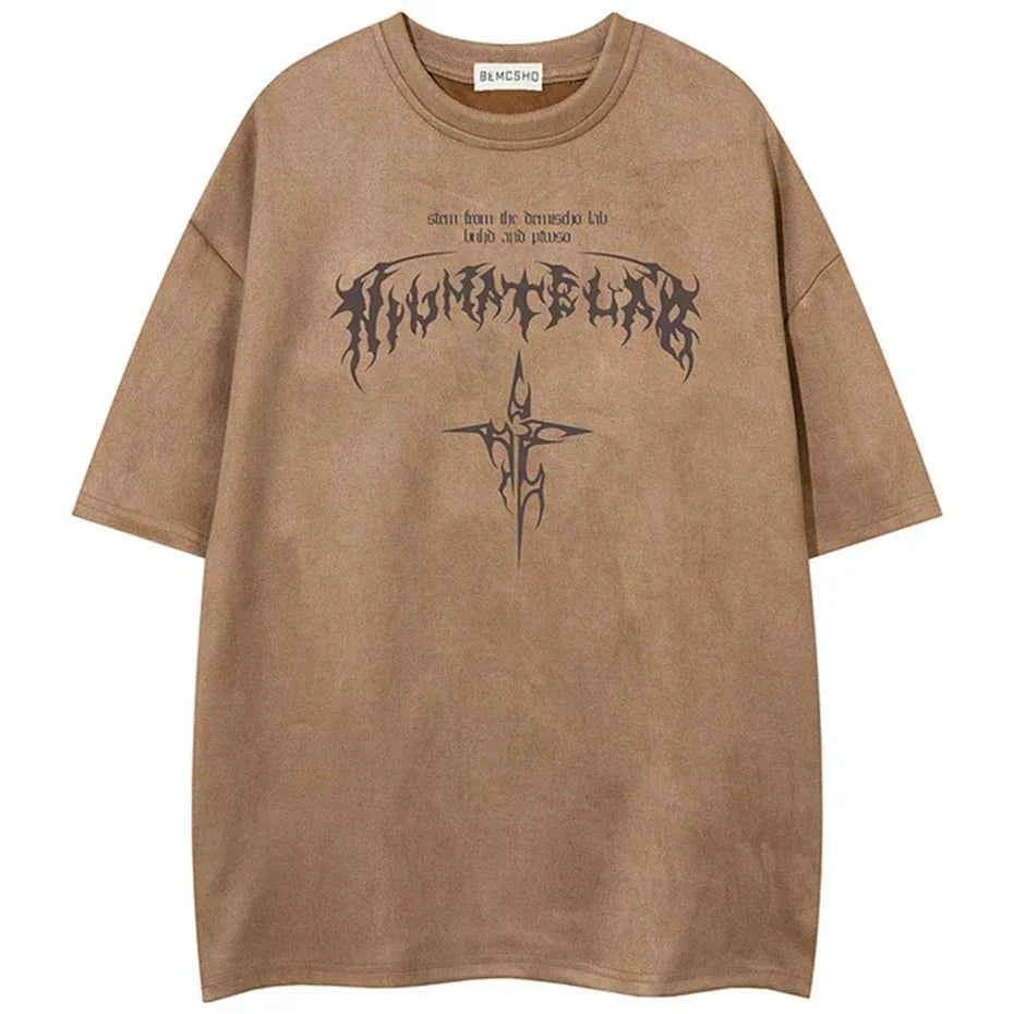 Streetwear Oversized Suede T-Shirt