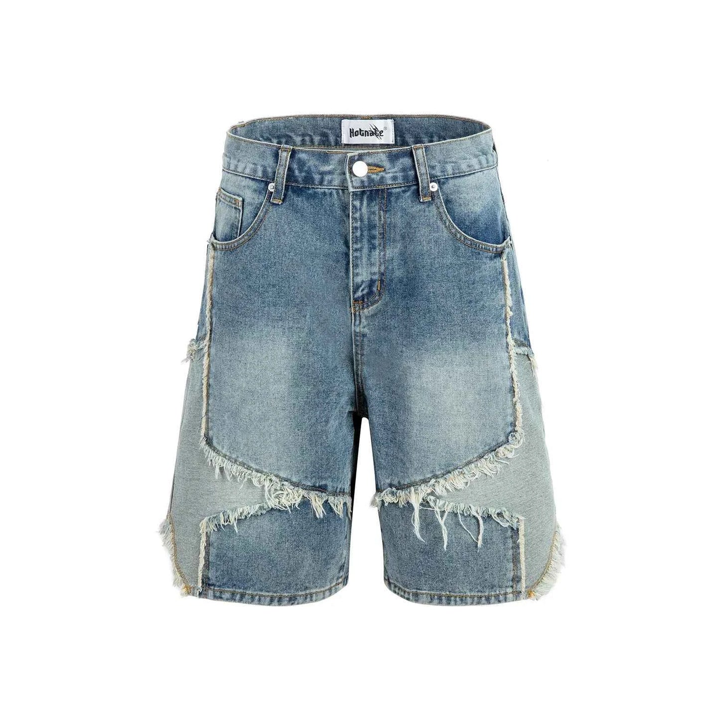 High Street Washed Stars Patchwork Baggy Jeans Shorts