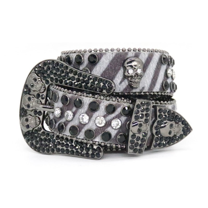 Skull Trio | Rhinestone Zebra Belt