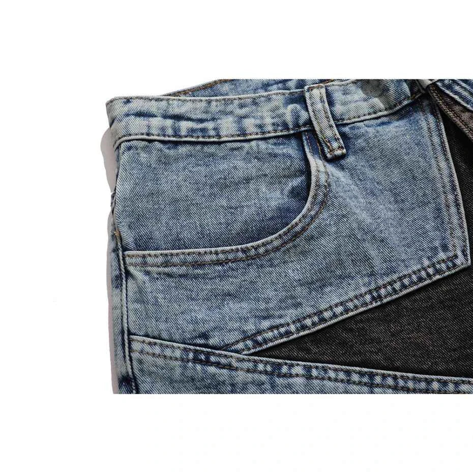 Streetwear Patchwork Oversized Denim Shorts