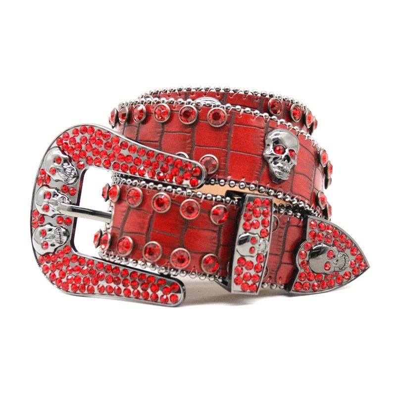 Crimson Skull | Red Rhinestone Belt