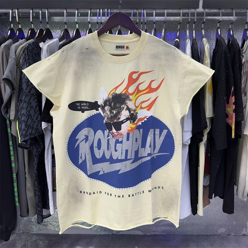 High Quality Heavy Fabric Fashion Loose Casual Rhinestore T-shirts