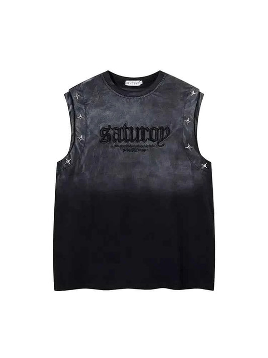 Vintage Gradient Studded Vest for Unisex