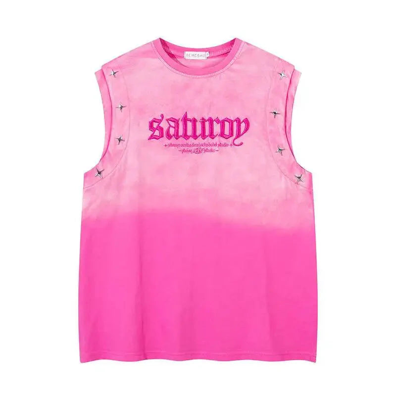 Vintage Gradient Studded Vest for Unisex