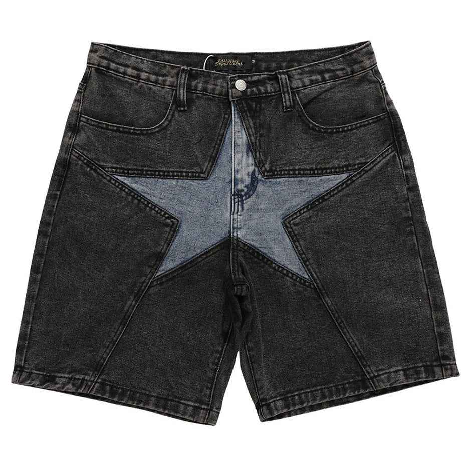 Streetwear Patchwork Oversized Denim Shorts