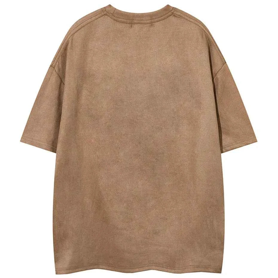 Streetwear Oversized Suede T-Shirt