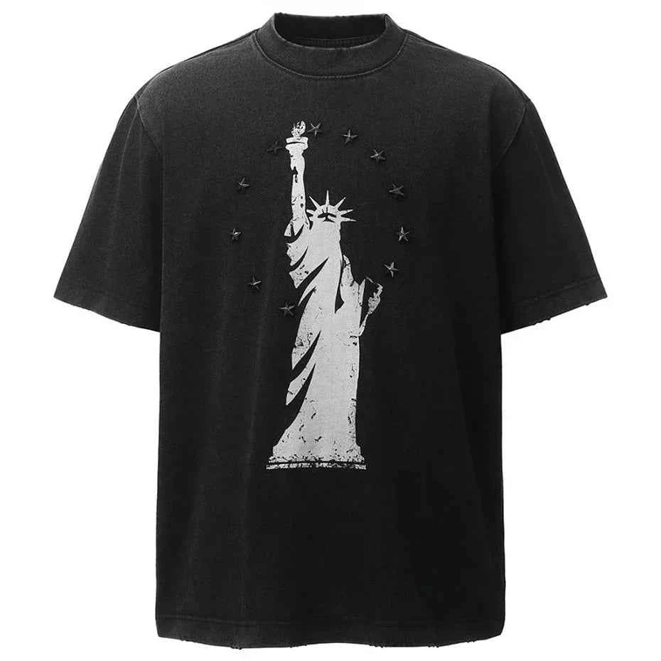 Metal Star Graphic Streetwear Oversized T Shirts
