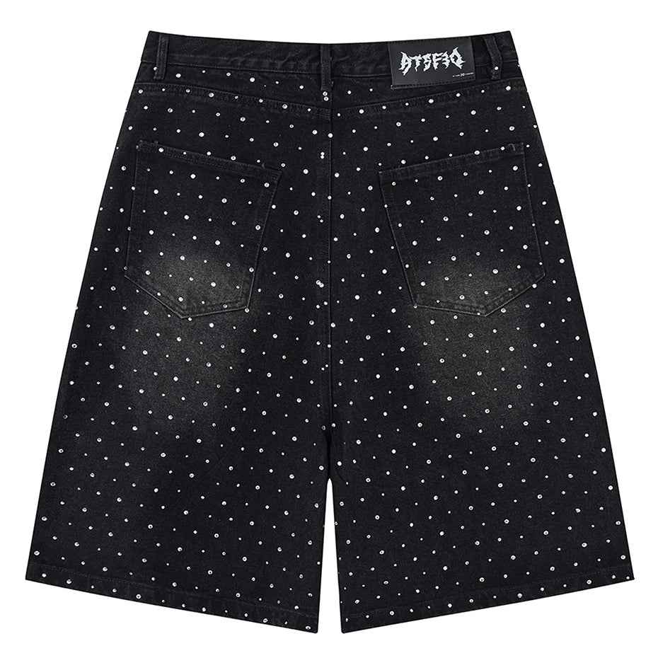 Streetwear Pearl Denim Shorts Unisex