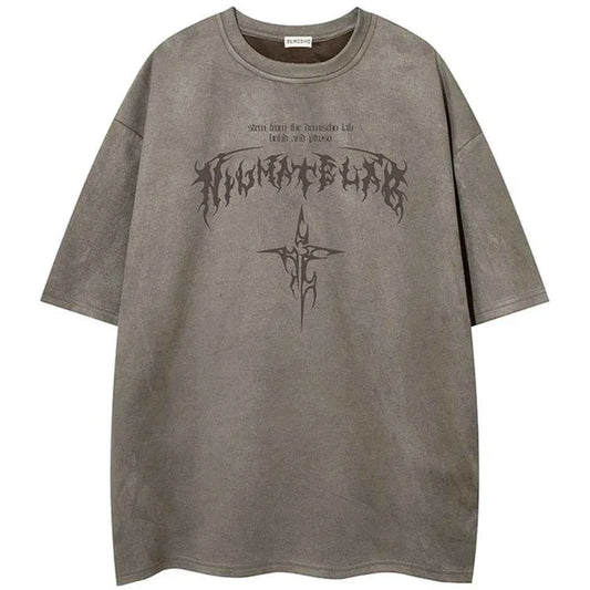 Streetwear Oversized Suede T-Shirt