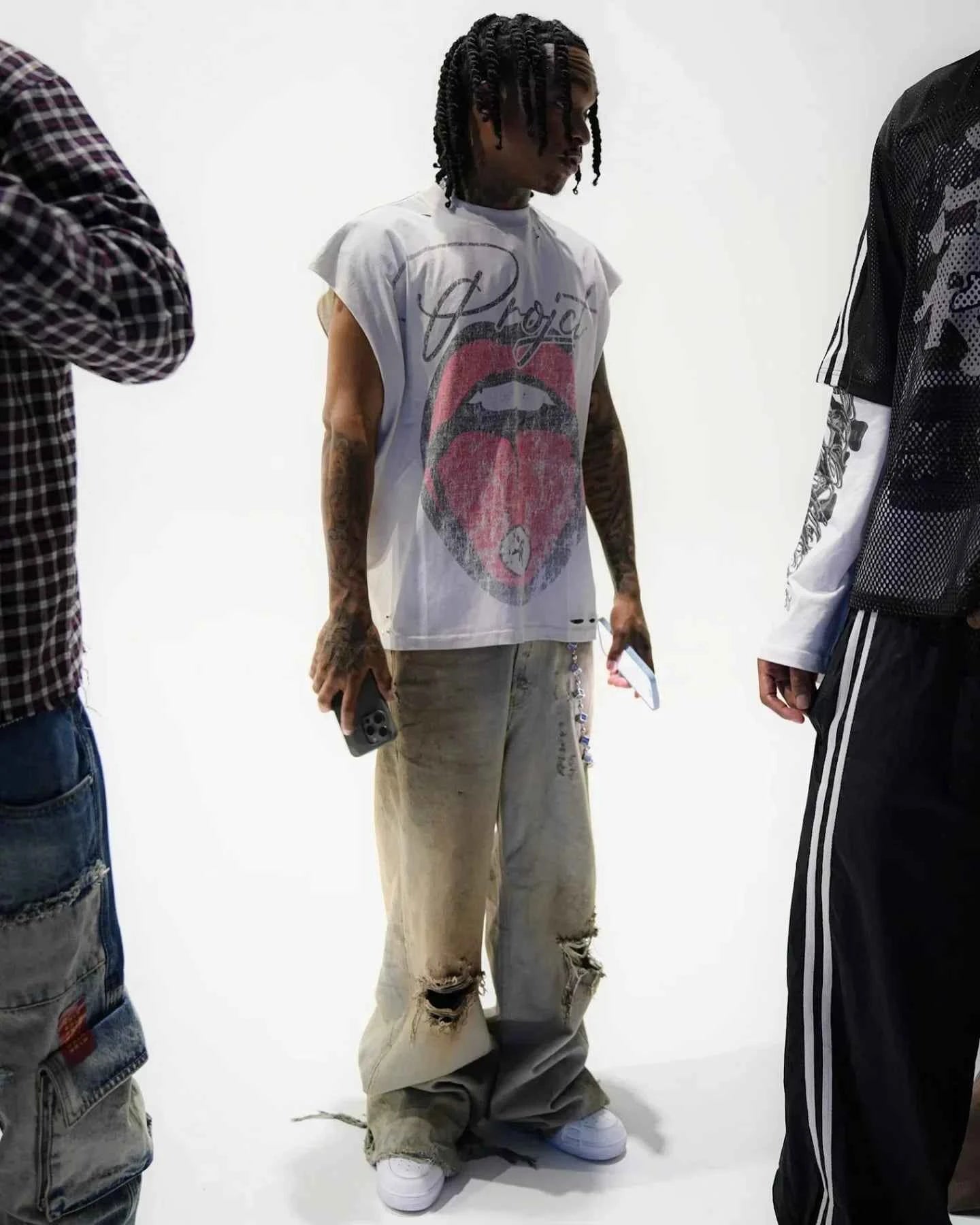 Rockstar Big Mouth Graphic Printed Oversized Sleeveless T-shirt