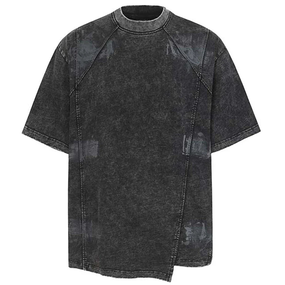 Irregular Patchwork Vintage Streetwear T Shirts