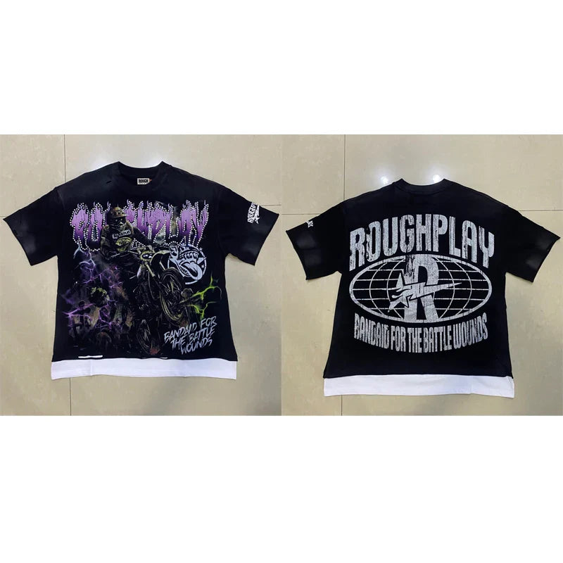 High Quality Heavy Fabric Fashion Loose Casual Rhinestore T-shirts