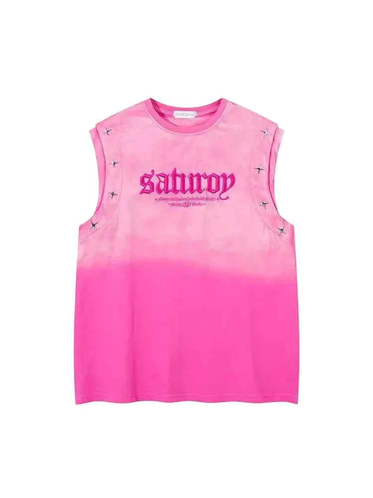 Vintage Gradient Studded Vest for Unisex