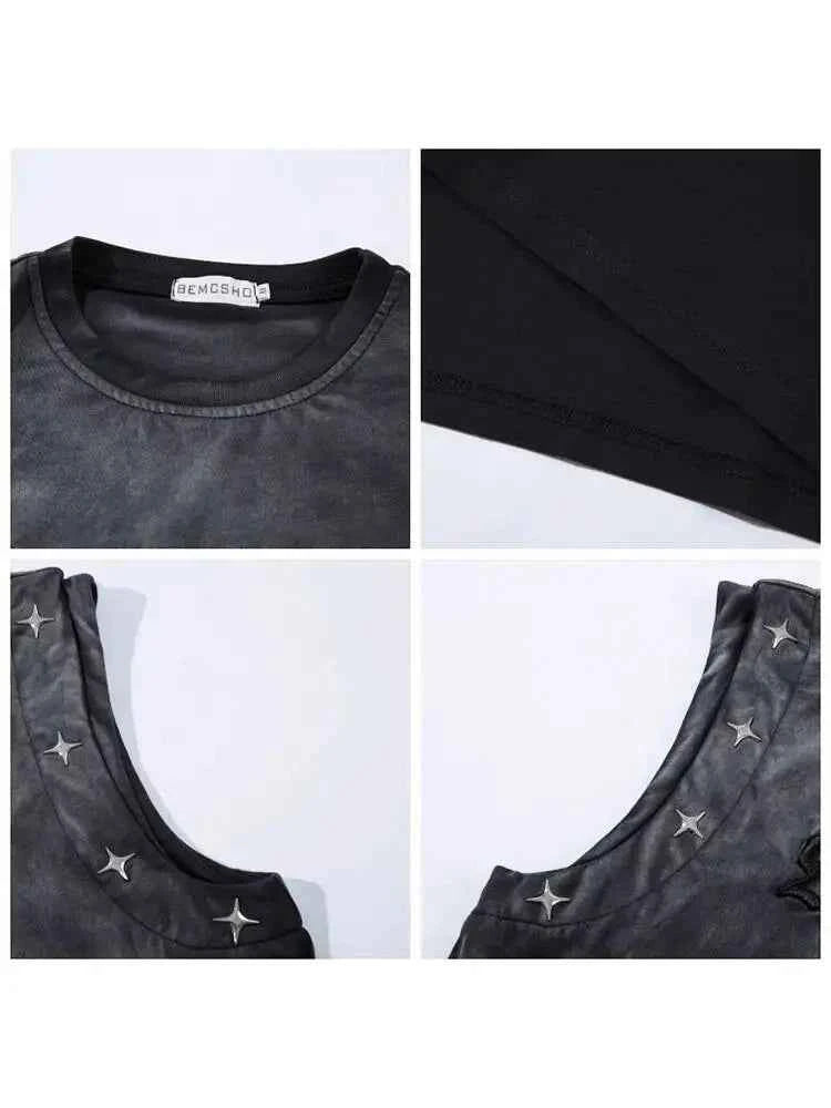 Vintage Gradient Studded Vest for Unisex