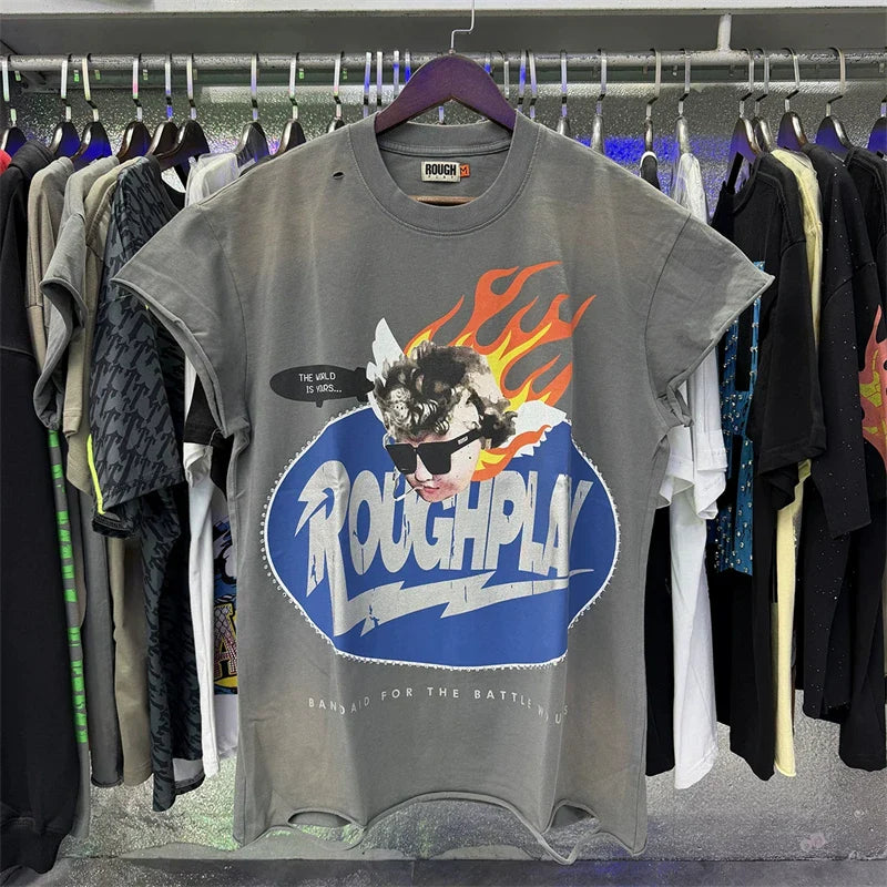 High Quality Heavy Fabric Fashion Loose Casual Rhinestore T-shirts