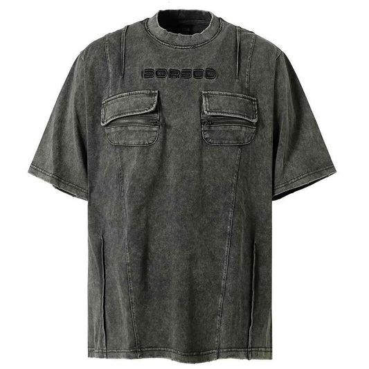 Oversized Cargo Pockets Patchwork T-Shirts