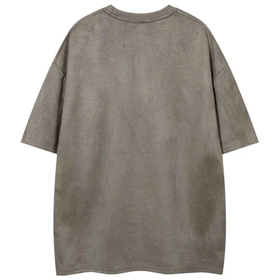 Streetwear Oversized Suede T-Shirt
