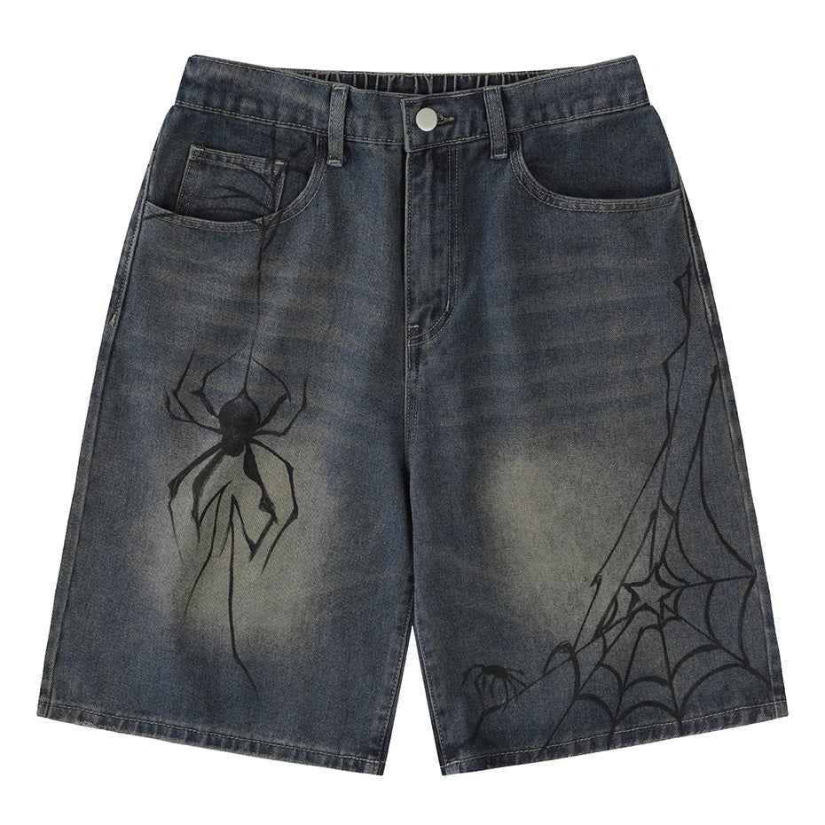 Spider Cobweb Printed Fashion Streetwear Shorts
