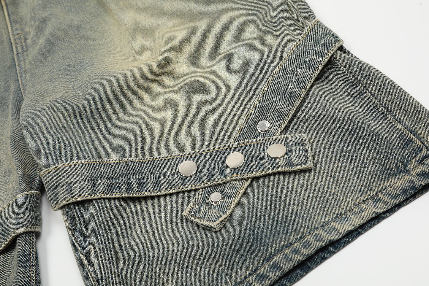 Strap Detail | Washed Denim Shorts