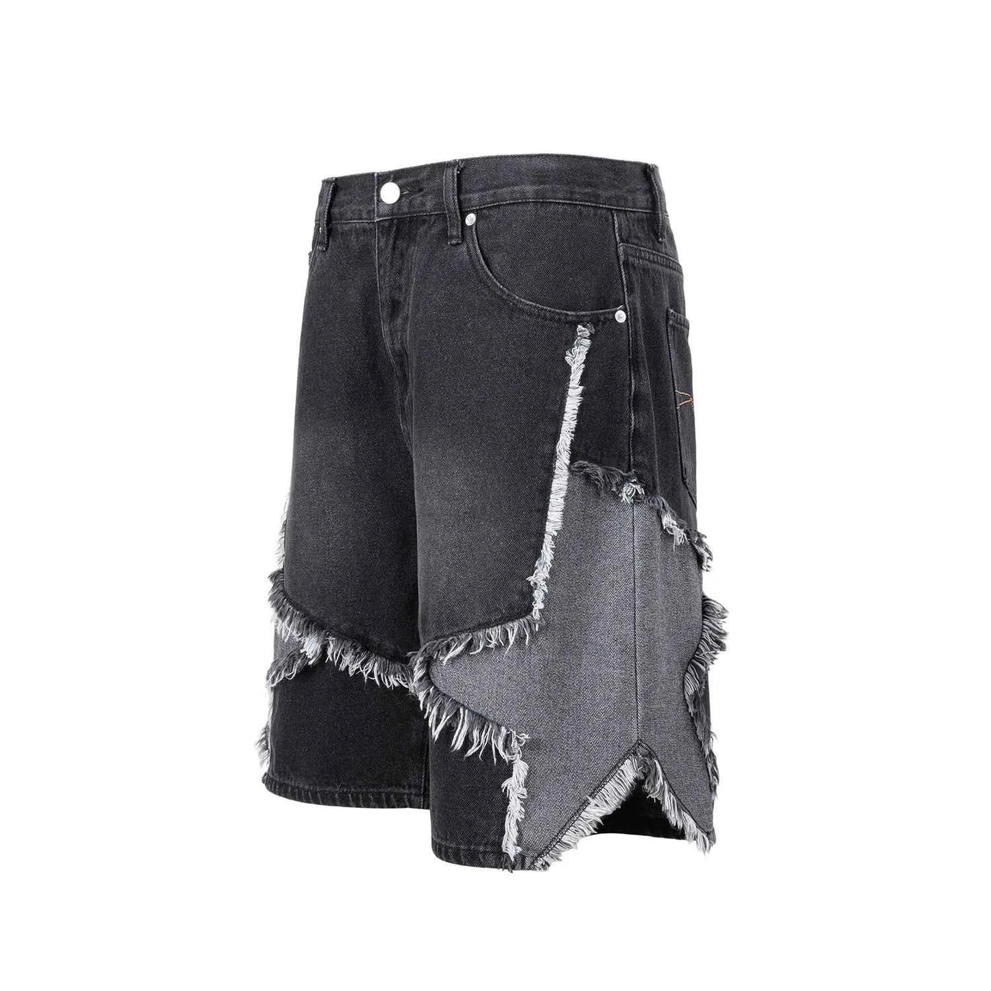 High Street Washed Stars Patchwork Baggy Jeans Shorts
