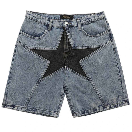 Streetwear Patchwork Oversized Denim Shorts