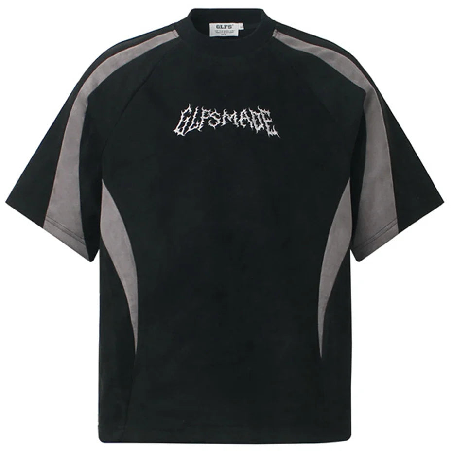 Streetwear Suede T Shirts Patchwork Oversized Hip Hop T-shirts