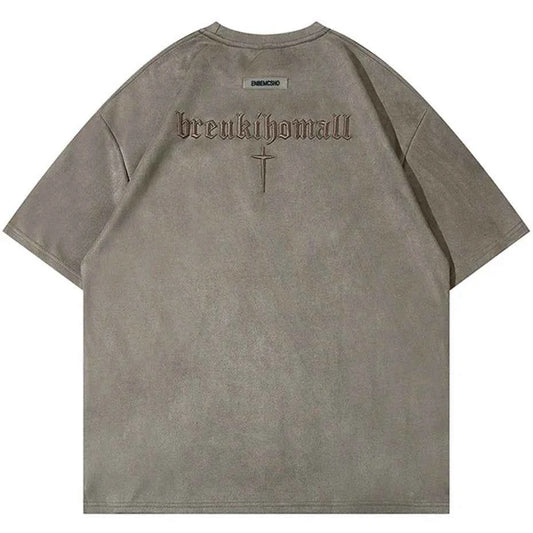 Suede Oversized Streetwear Tshirts