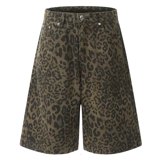 Streetwear Leopard Denim Shorts