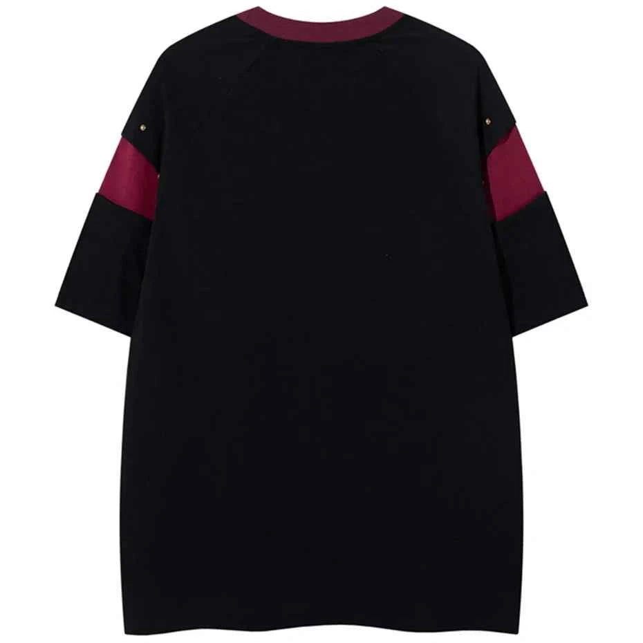 Rivet Patchwork Streetwear Oversized T-Shirts