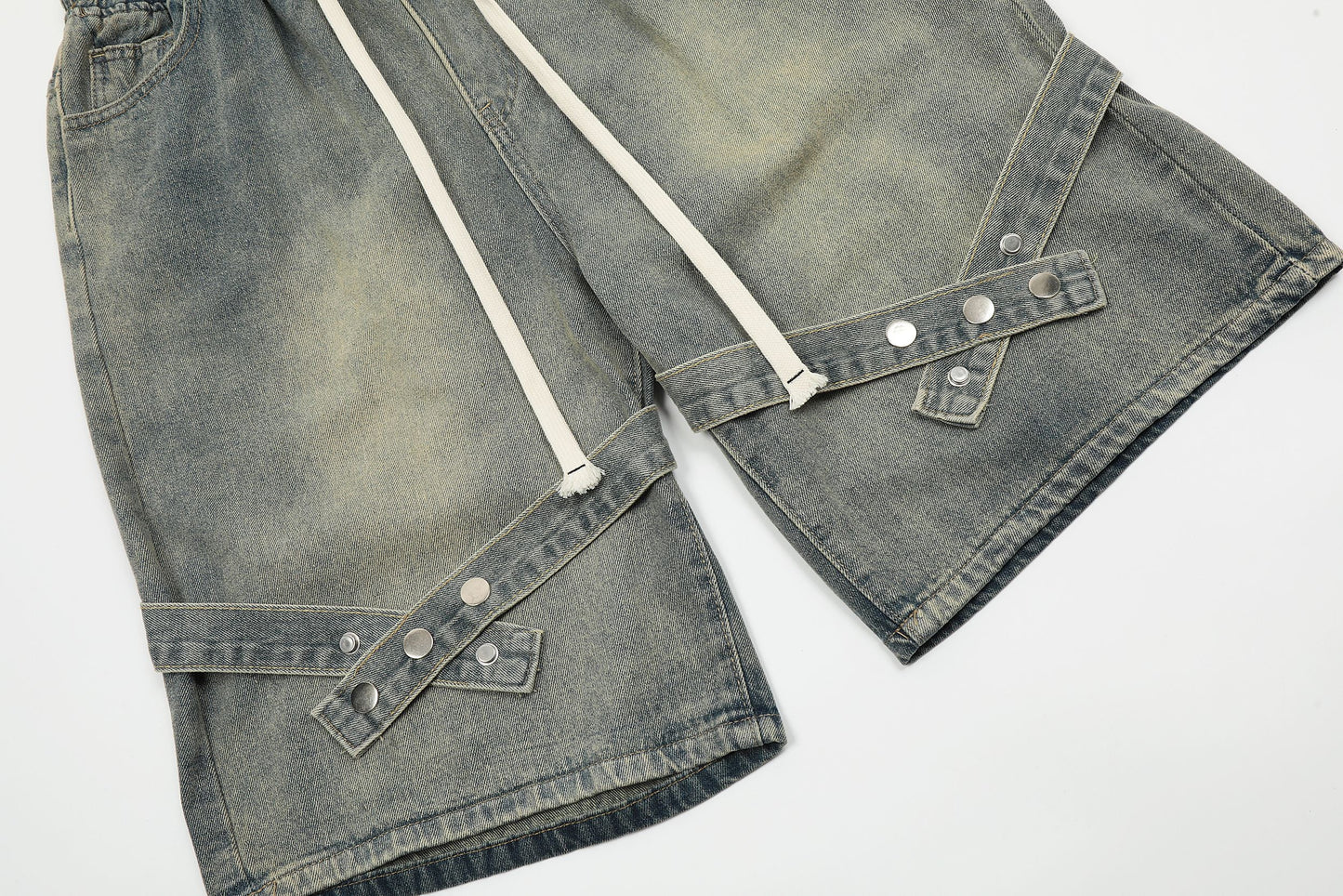 Strap Detail | Washed Denim Shorts