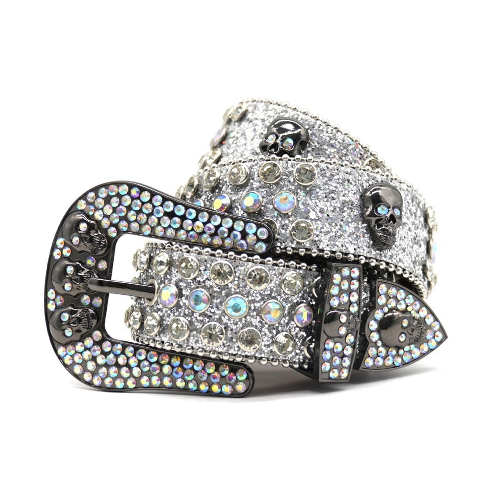 Skull & Diamond | Rhinestone Studded Belt