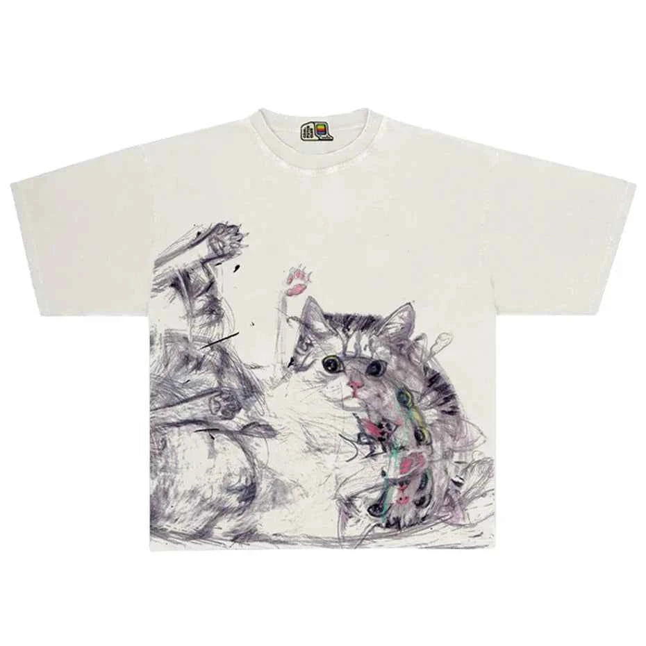 Funny Cats Graphic Oversized Streetwear Unisex T-shirts