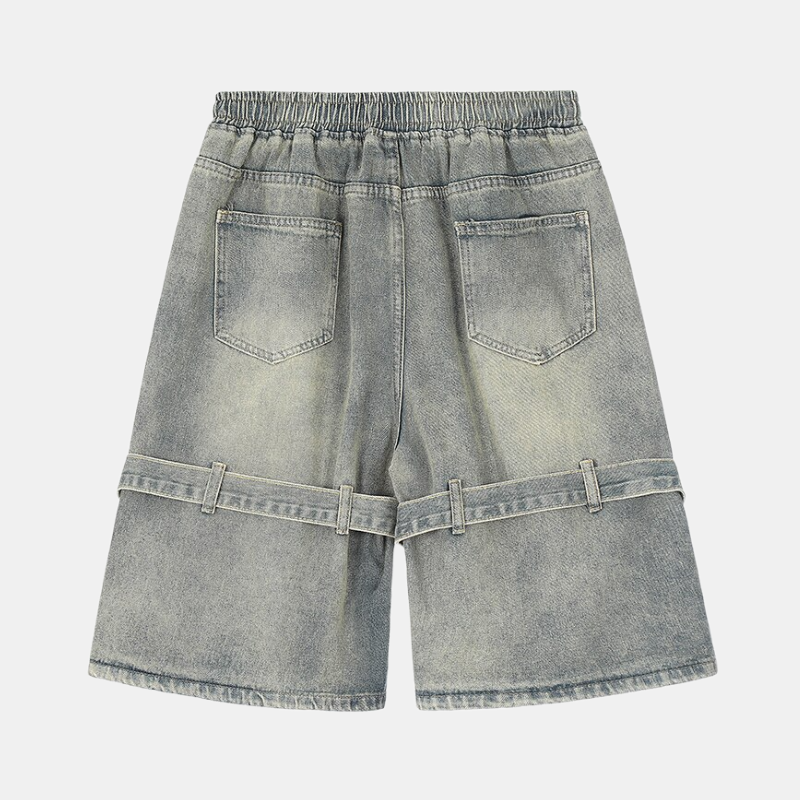 Strap Detail | Washed Denim Shorts