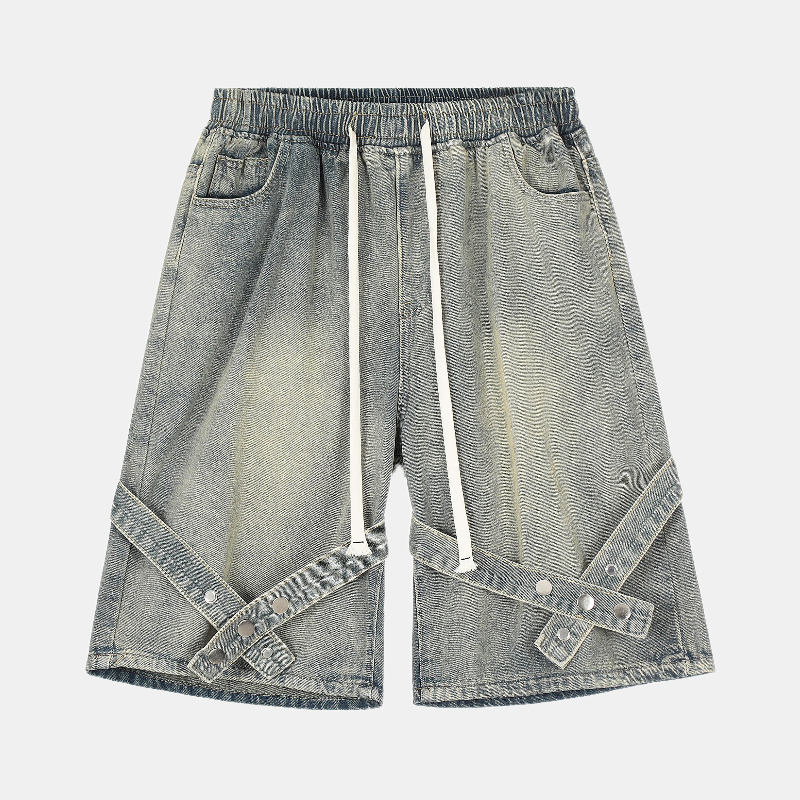 Strap Detail | Washed Denim Shorts