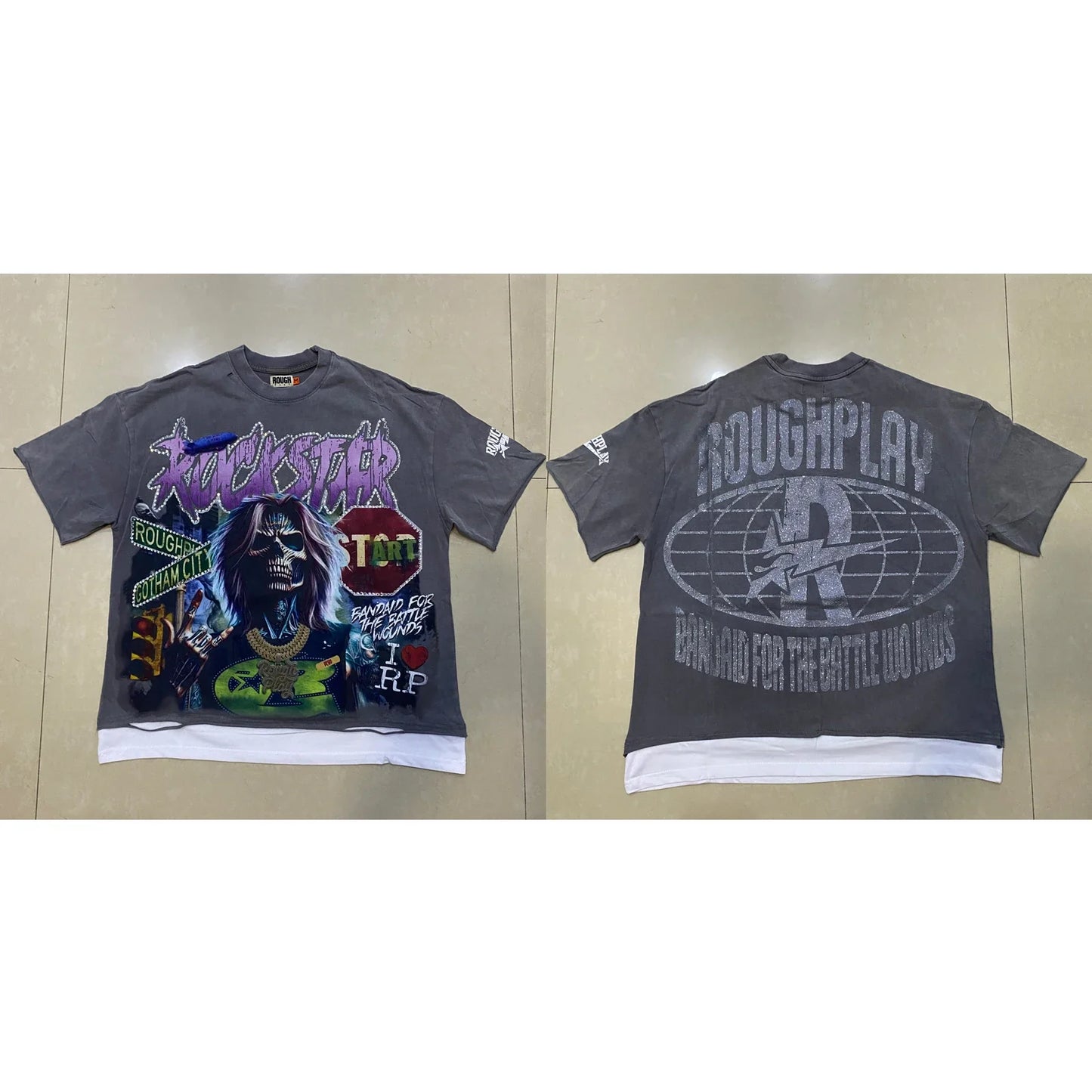 High Quality Heavy Fabric Fashion Loose Casual Rhinestore T-shirts