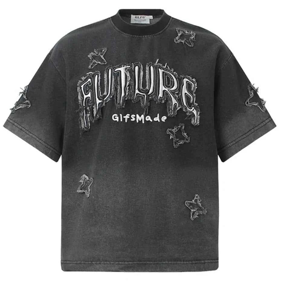 Star Patchwork Streetwear Oversized T-shirts