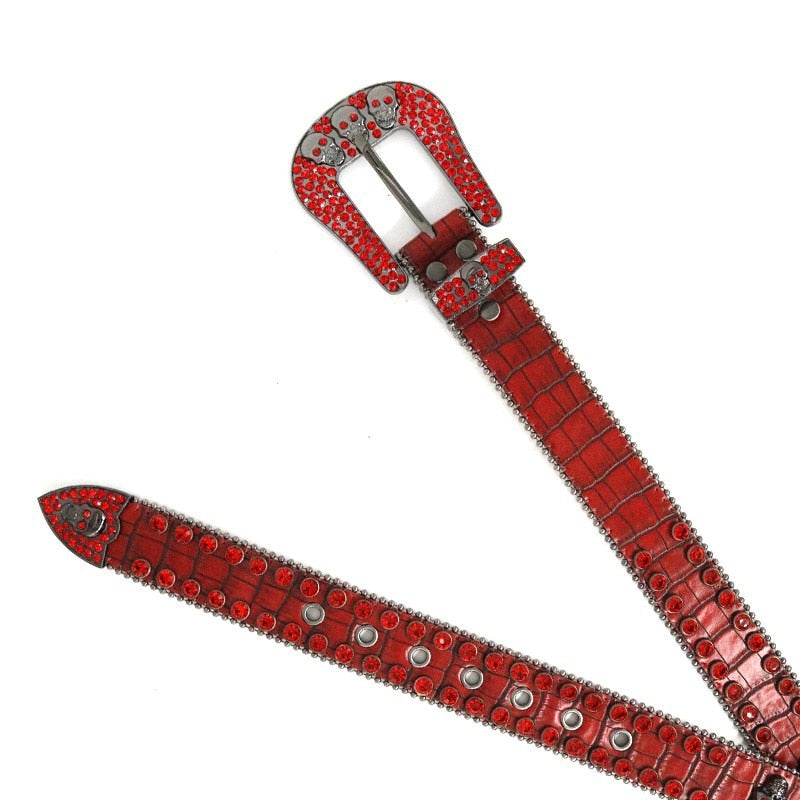 Crimson Skull | Red Rhinestone Belt