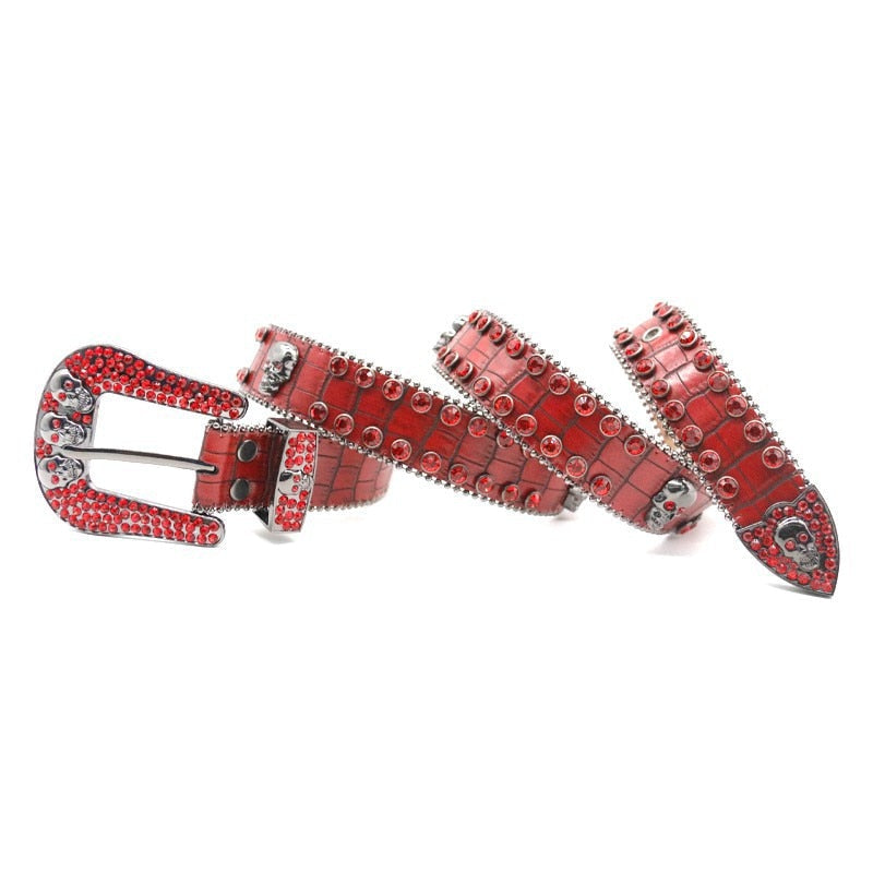 Crimson Skull | Red Rhinestone Belt