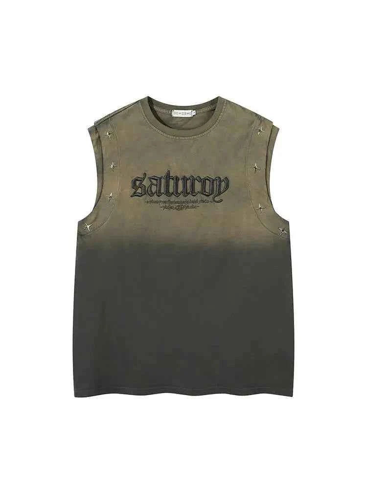 Vintage Gradient Studded Vest for Unisex