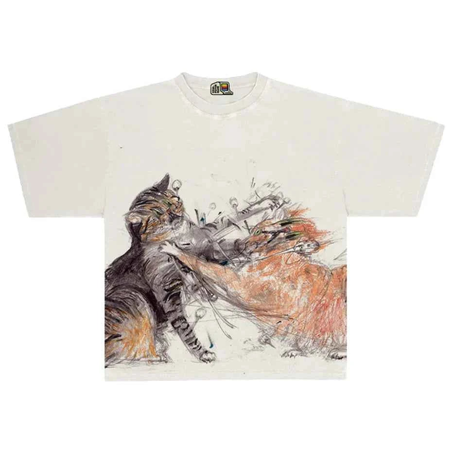 Funny Cats Graphic Oversized Streetwear Unisex T-shirts