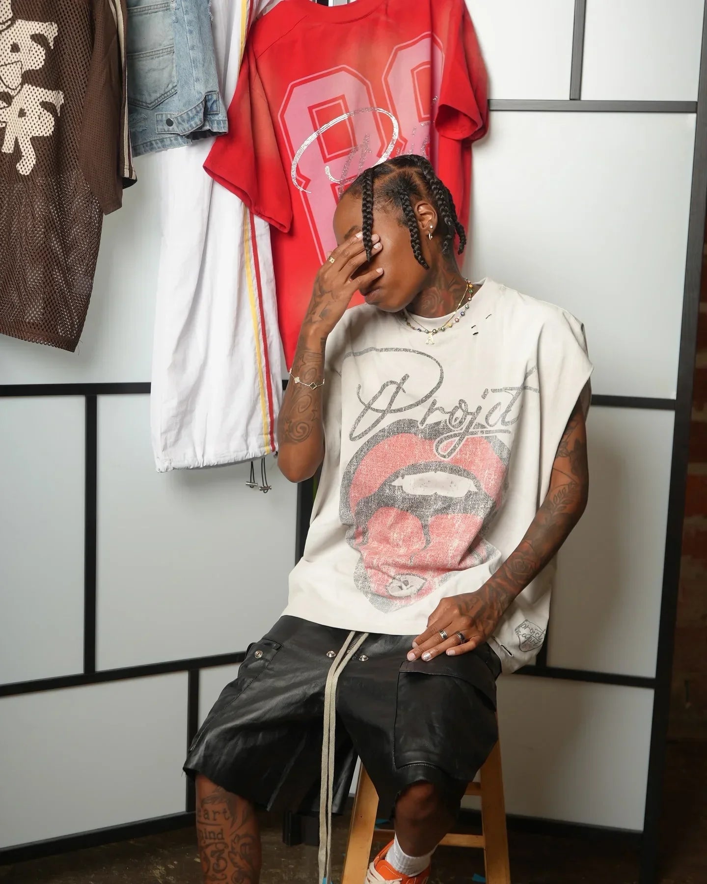 Rockstar Big Mouth Graphic Printed Oversized Sleeveless T-shirt