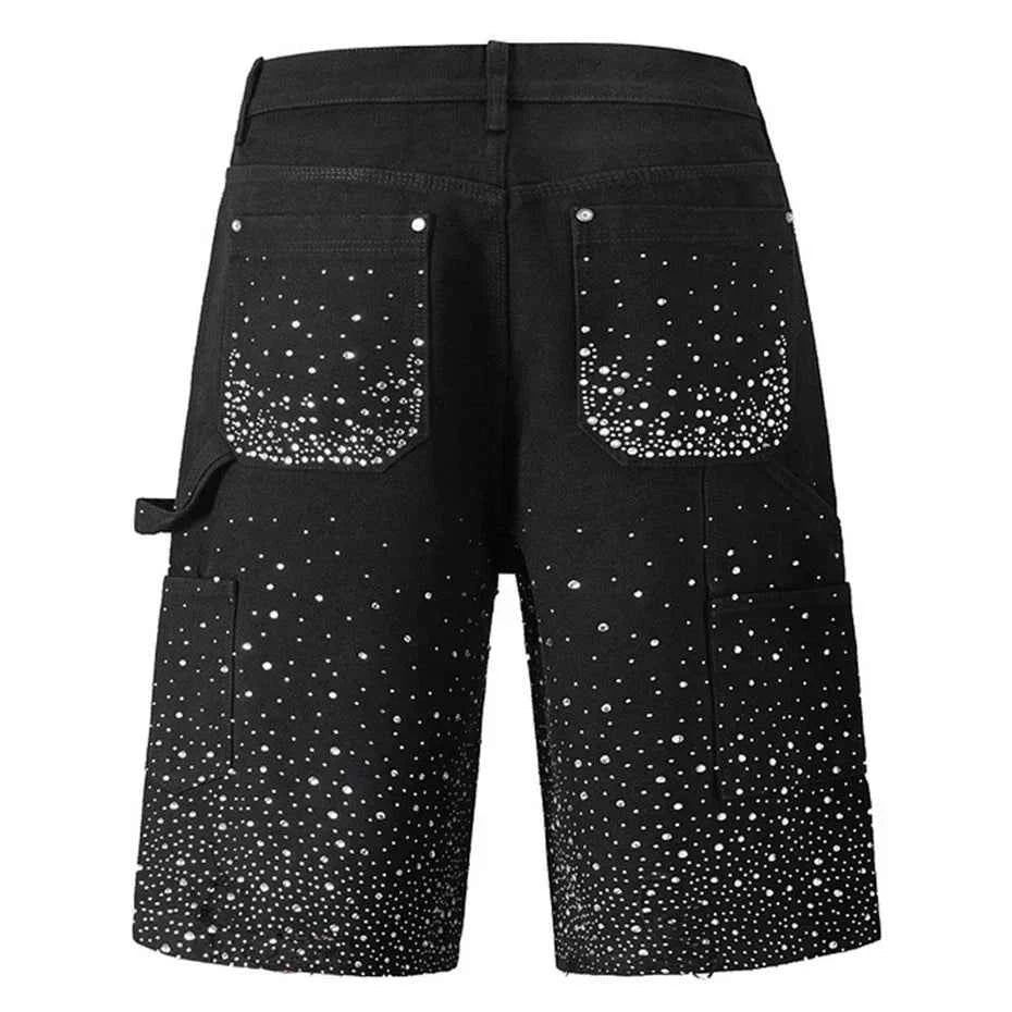 Streetwear Rhinestone Denim Shorts