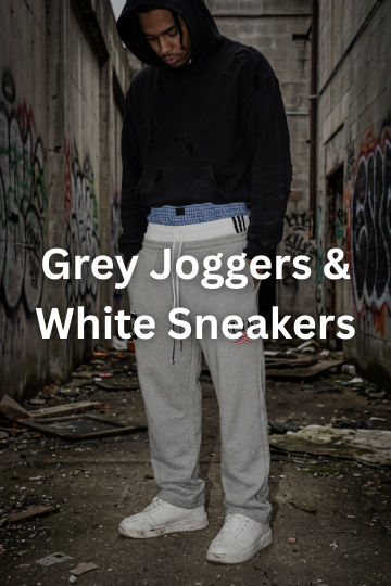 Grey Joggers & White Sneakers