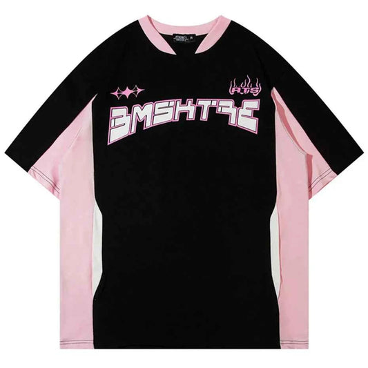 Streetwear Printed Patchwork Oversized Fashion Casual T-shirt