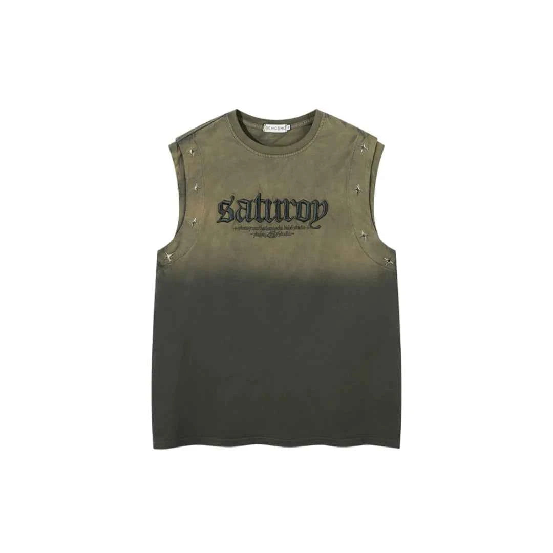 Vintage Gradient Studded Vest for Unisex