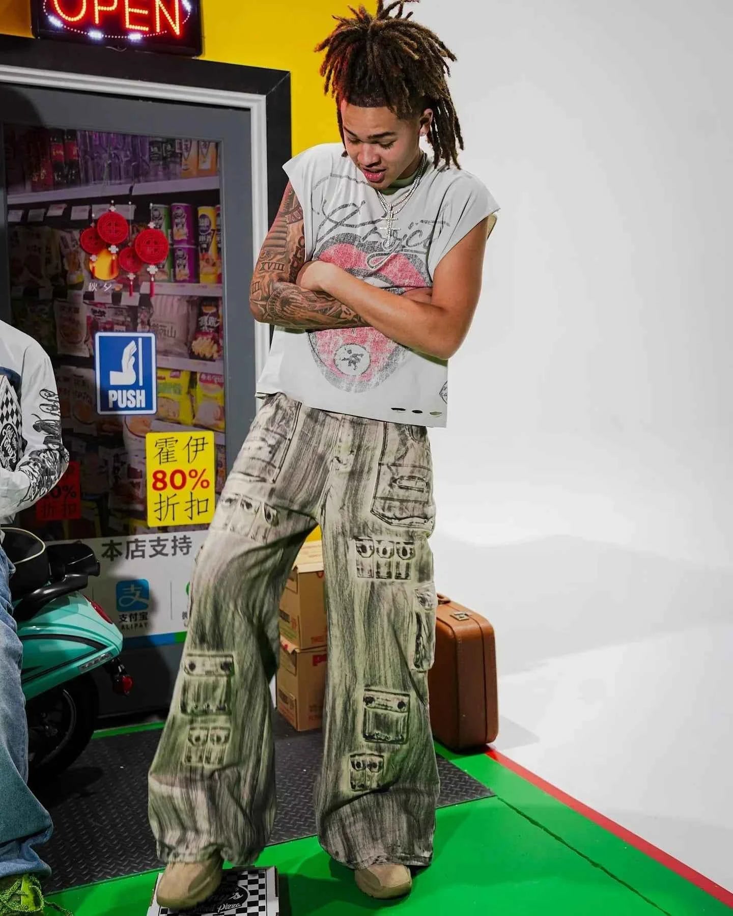 Rockstar Big Mouth Graphic Printed Oversized Sleeveless T-shirt